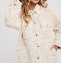 Boucle Button Front Woven Shacket Jacket Creamy Ivory Small - $1,204.73 MXN