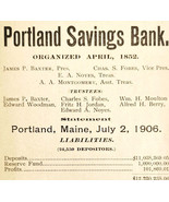 1906 Portland Savings Bank Advertisement Banking Liability Resources E17H - $24.99