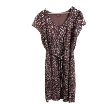 Merona Purple Dress Size XL Pullover Cap Sleeve Animal Print Pattern Brown Belt - £12.55 GBP