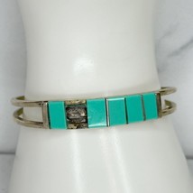 Vintage Silver Tone Faux Turquoise Inlay Cuff Bracelet - £7.87 GBP