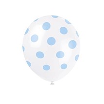 12 Latex Baby Blue Polka Dot Balloons, Pack of 6  - $6.00