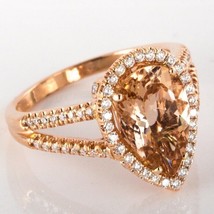 2.98 TCW Pera Melocotón Morganita Anillo de Compromiso Diamante 14k Oro ... - $2,570.36