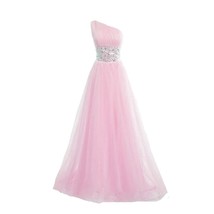Kivary Women&#39;s Tulle One Shoulder A Line Bling Bling Beaded Sequins Crystals Lon - £110.76 GBP