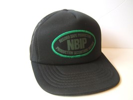 Vintage NBIP Record Safe Production Patch Hat Black Snapback Trucker Cap - £11.67 GBP