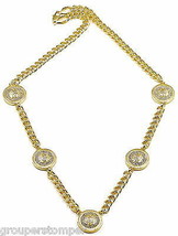 Medusa New Five Head Iced Out Pendant Necklace with 34 Inch Cuban Link Chain - £35.28 GBP