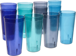 Café Plastic Reusable Tumblers (Set of 12) 32-Ounce Iced-Tea Cups, Coastal | Val - $32.71