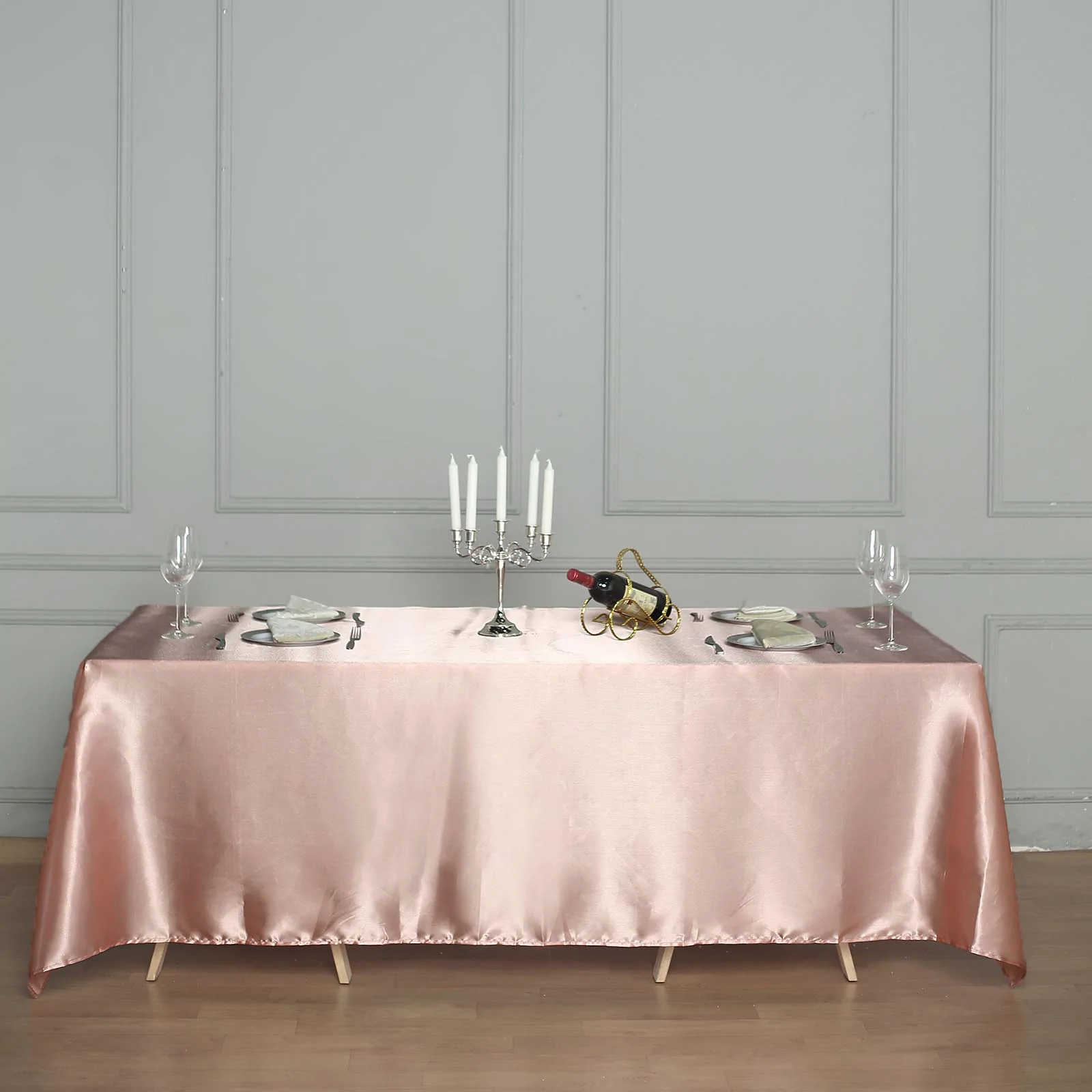 Dusty Rose - Satin - 60x126&quot; Tablecloth  Rectangle Satin Wedding Party B... - £17.53 GBP