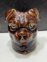 Sarreguemines Pug Puggle Dog Figural Head Candle Box French Majolica Pla... - £85.05 GBP