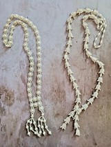 Wedding Lei White Gold Flower Tassel Seed Bead Necklaces Retro lot of 2 - $35.79