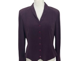 Dana Buchman Plum Silk Jacket Lined 100% Silk 6-Button Front Collared - $24.15