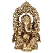 Brass Ganesh Idol Statue Elephant Murti God Ganesha Sitting Ganpati 8&quot; - £78.49 GBP