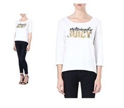 Juicy Couture Boatneck Tee Top Sequin Logo White M New $79 - £30.00 GBP