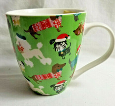 Pfaltzgrafff Christmas Holiday Dog Breeds Coffee Tea Cup Mug Green Red - £23.14 GBP