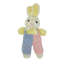 Vintage K &amp; K Sales Co Bunny Rabbit Pink Blue Yellow Stuffed Animal Plush Toy - £43.89 GBP