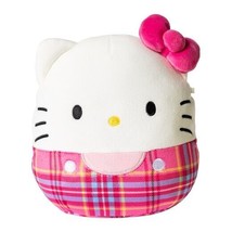 Hello Kitty Squishmallow Plaid RARE Kawaii Cute Pink Bow Cat New Tags Free Ship - $20.78