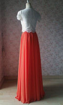 Plus Size Maxi Chiffon Skirt A-Line Chiffon Wedding Skirt Orange image 6