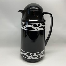 CORNING Insulated Coffee Carafe Pitcher Black &amp; White Thermique 1 QT EUC MCM - £27.68 GBP