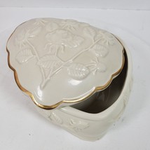 Vintage Heart Trinket Box Dish Large 6x6x3 Inch Ceramic - $26.18