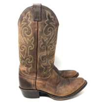 Justin Leather Buck 13&quot; Western Boots Mens Sz 8.5 D Cowboy Bay Apache Brown READ - £38.97 GBP