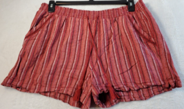 Briggs Shorts Womens XL Multi Striped Linen Flat Front Slash Pockets Drawstring - £16.59 GBP