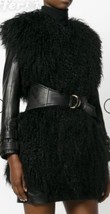 Balmain Vintage 2016!Mongolian Fur And Leather Jacket Sz 38/2-4 Black $6900 - £1,975.14 GBP