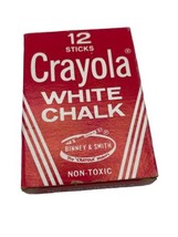 Vintage Crayola Binney &amp; Smith White Chalk Partially Full Box 1950s-60s - £8.62 GBP
