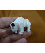 (Y-BUF-417) White Alabaster + onyx BUFFALO bison gemstone gem figurine s... - $23.07 CAD