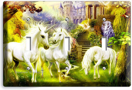 Magical Unicorn Triple Light Switch Wallplate Cover Whimsical Fantasy Room Decor - £13.96 GBP