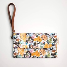 Handmade Ivory Yellow Floral Canvas Envelope Wallet Clutch 7.5&quot; x 4.5&quot; - £15.47 GBP