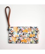 Handmade Ivory Yellow Floral Canvas Envelope Wallet Clutch 7.5&quot; x 4.5&quot; - £15.47 GBP