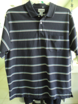 MENS WINDHAM POINT NAVY STRIPED POLO SHIRT SIZE LARGE  SHORT SLEEVE #7614 - $6.75
