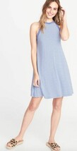 Women&#39;s Old Navy Sleeveless High Neck Blue Stripe Swing Dress Sz XL - $17.81