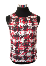 Talbots Sleeveless Blouse Women&#39;s Size 6P  Classic Red Black White Pullover - £12.63 GBP