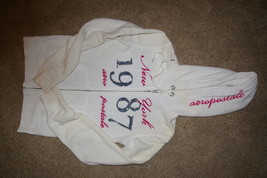 Aeropostale Hoodie Shirt Size S Juniors Full Zipper - White with Sequins Jacket - £7.90 GBP