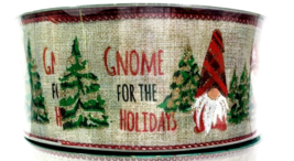 Gnome For the Holidays Set of 2 Wired Christmas Ribbon 2-1/2&quot; X 50Yds Ne... - $37.39