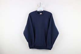 Vintage 90s Streetwear Womens Large Faded Blank Crewneck Sweatshirt Navy... - $33.62