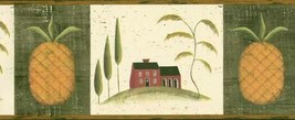 Pineapple &amp; Saltbox House Wallpaper Border Chesapeake GG54012B - $16.44