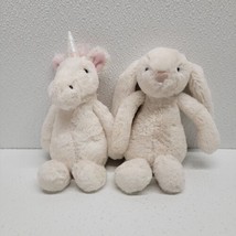 Jellycat Bashful White Unicorn &amp; White Bunny Rabbit 7&quot; Plush - £15.79 GBP