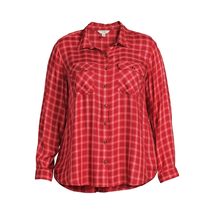 Red Paprika Plaid Plus Size Button Down Shirt - 2X - £22.21 GBP