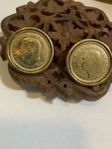 Large Gold Britain 1938 One Penny Replica Clip On Earrings - £19.84 GBP