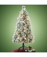 4 Ft LED Lighted Pre-Lit Flocked Branch Tabletop Artificial Christmas Tr... - £40.04 GBP