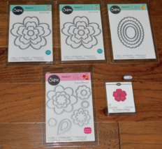 Lot 5 Sizzix Framelits Dies Flower Layers Leaf, Flowers #3, Ovals, Old Country - £21.01 GBP