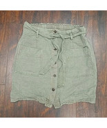 $60 C+C CALIFORNIA linen blend button front skirt Medium army green belt... - $8.90