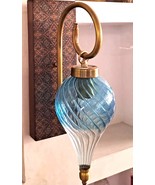 blue glass wall light, handmade glass wall light , handmade wall light, ... - $220.00