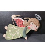 Primitive Angel Wooden Wall Hanging Country With Buttons Rustic Folk Art - $18.95