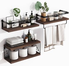 Fixwal 3+1 Tier Wall Mounted Bathroom Shelves Over Toilet, Rustic, Dark Brown - £29.77 GBP