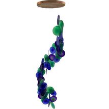 Barry Owens BV1117 Spiral Stairway Capiz Wind Chime, Blue, Green and Purple - $24.98