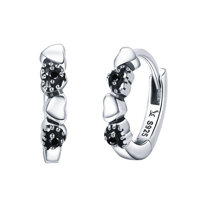 925 Sterling Silver Heart to Heart Hoop Earrings Silver for Women Sterling Silve - £16.06 GBP