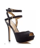 Sam Edelman 8.5 Nadine Heels Black Glitz Open Toe Platform Shoes Stiletto . - $946.23 MXN