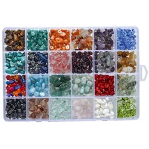 Natural Crystal Semi-precious Stone Beads Box Set Colorful Chip Stone Beads for  - £53.89 GBP